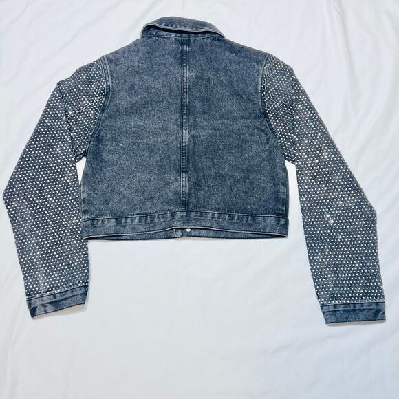 Windsor Denim Jacket Small Black Rhinestones All Over Bedazzled New with Tags - Picture 2 of 9
